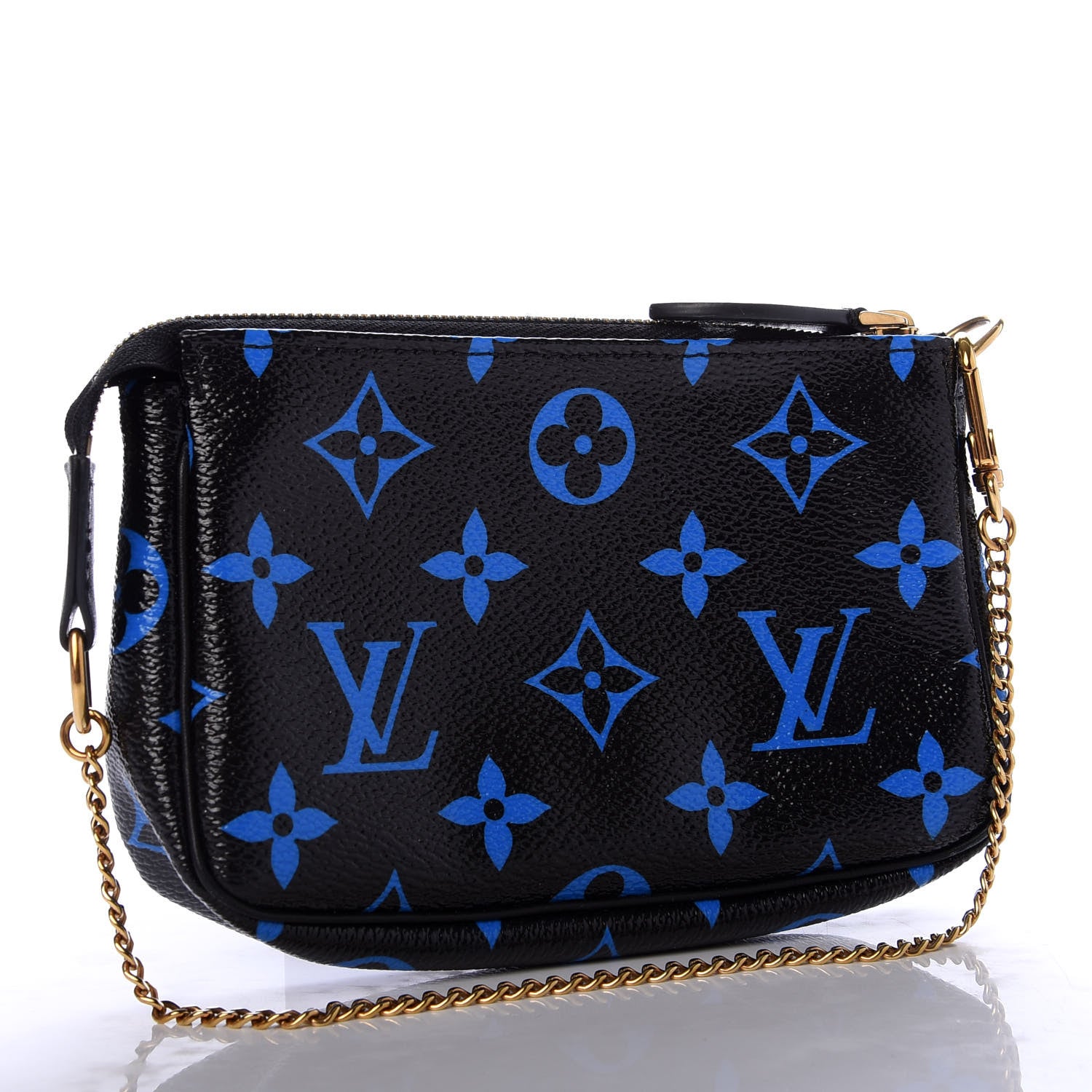 Louis Vuitton Colored Monogram Mini Pochette Accessories Blue Black 3 of 7
