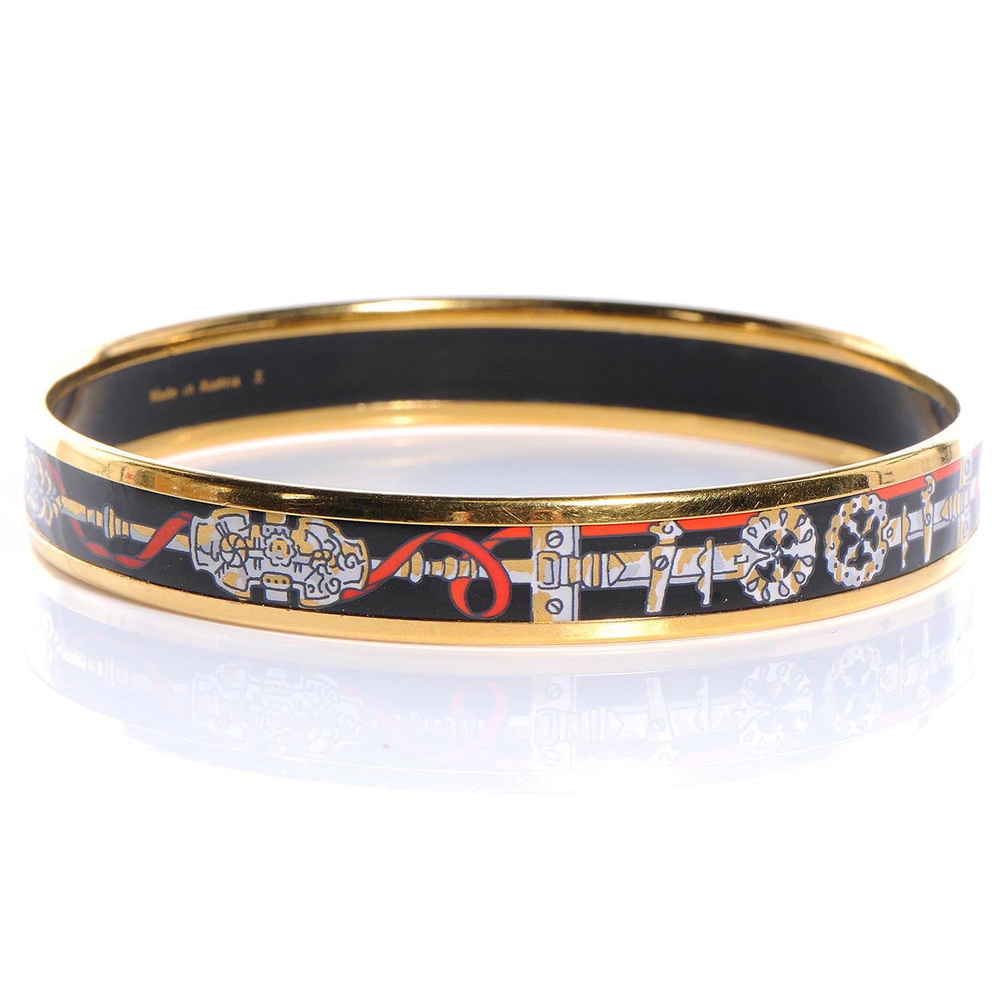 Enamel Narrow Printed Bracelet 65 Black Red