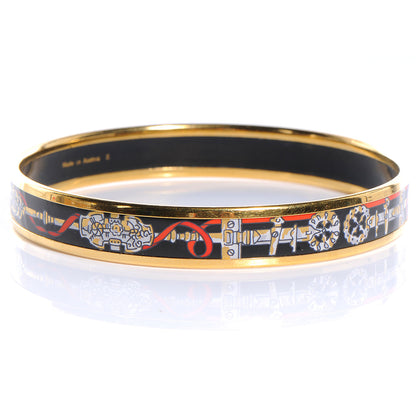 Hermes Enamel Narrow Printed Bracelet 65 Black Red 3 of 5
