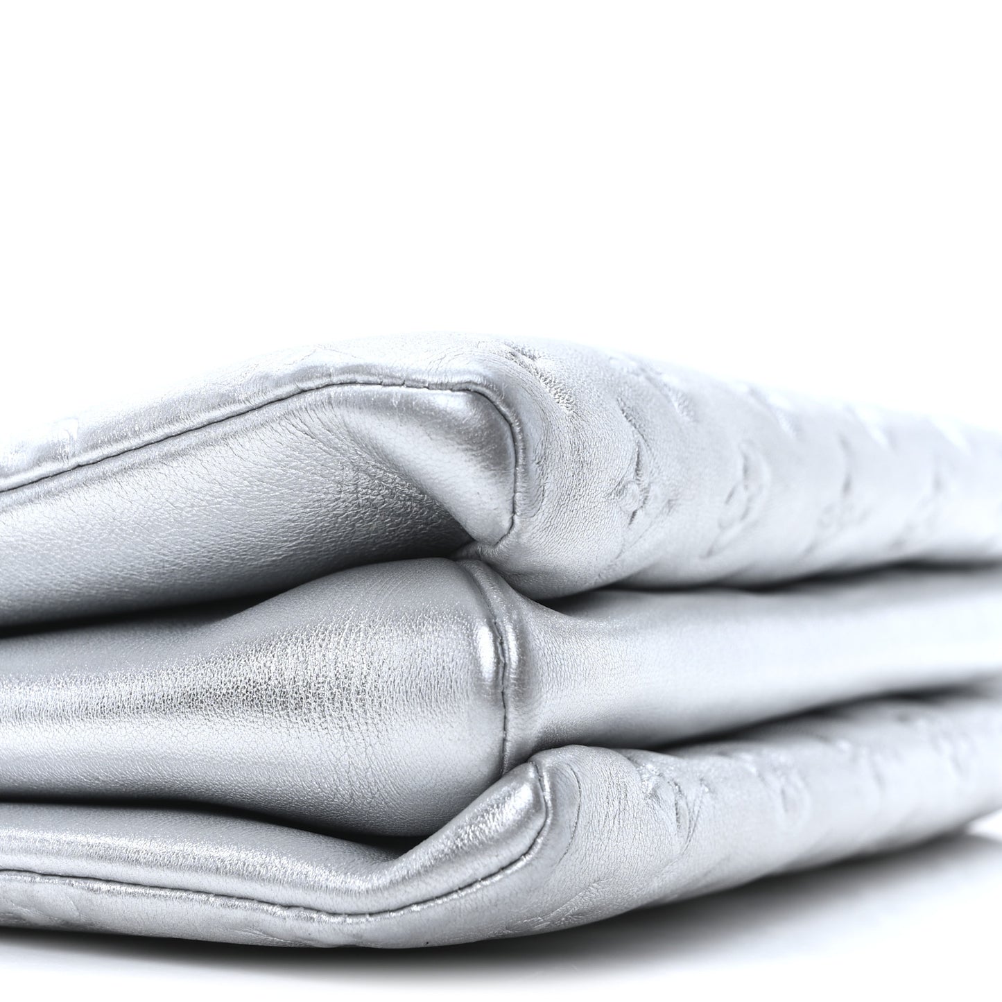 Metallic Lambskin Embossed Monogram Coussin PM Silver