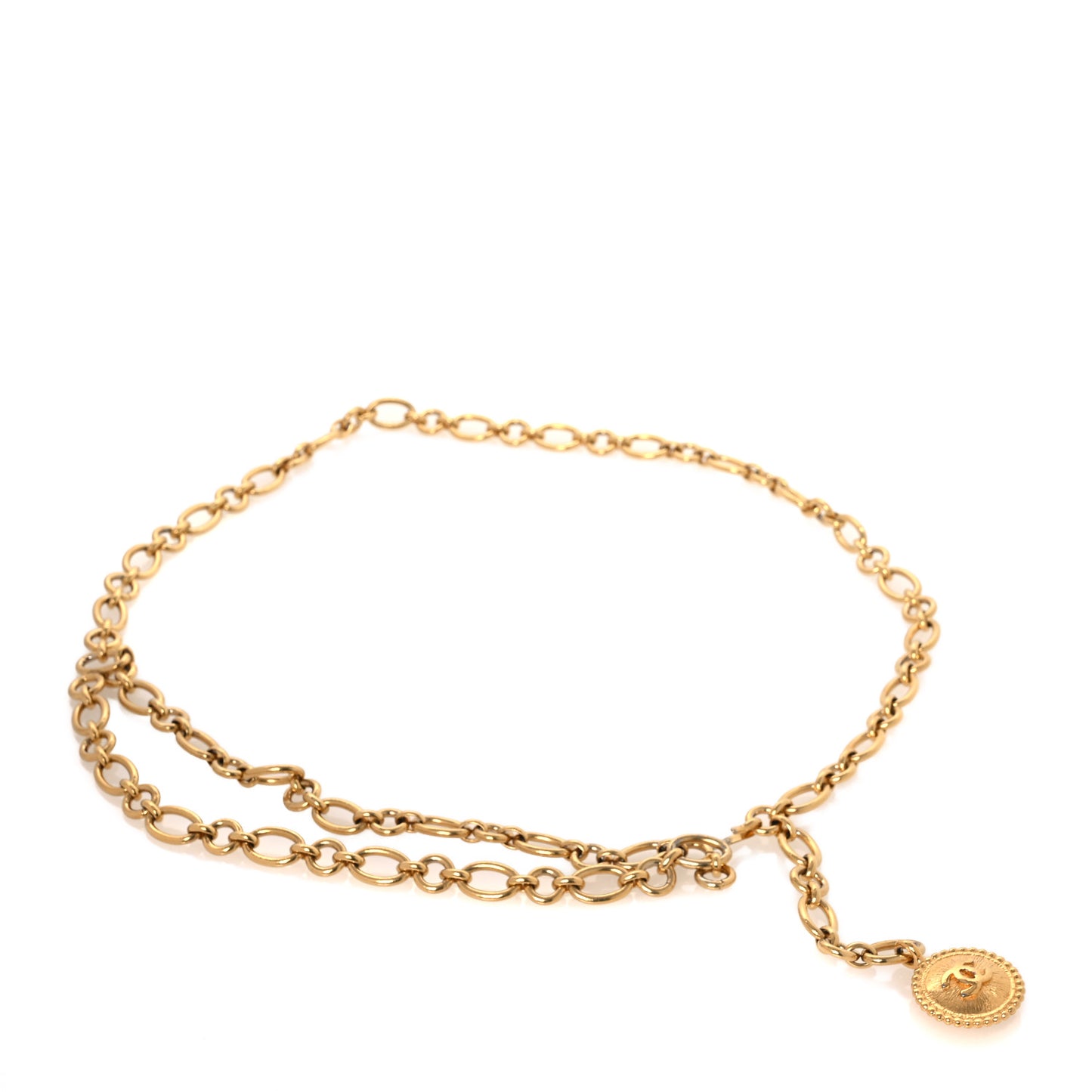 Metal Chain CC Medallion Belt Gold