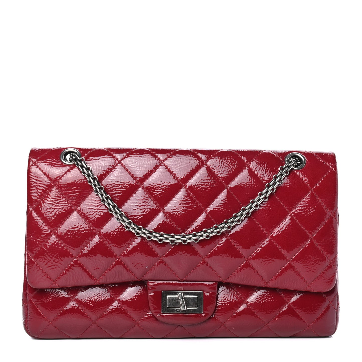 Distressed Patent Quilted 2.55 Reissue 227 Flap Red
