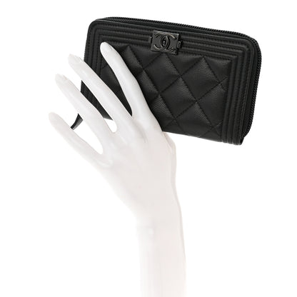Chanel Caviar Quilted Small Boy Zip Around Wallet So Black 2 of 9