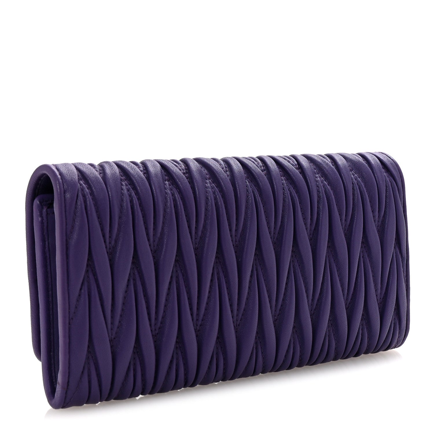 Miu Miu Nappa Matelasse Flap Wallet Purple 3 of 7