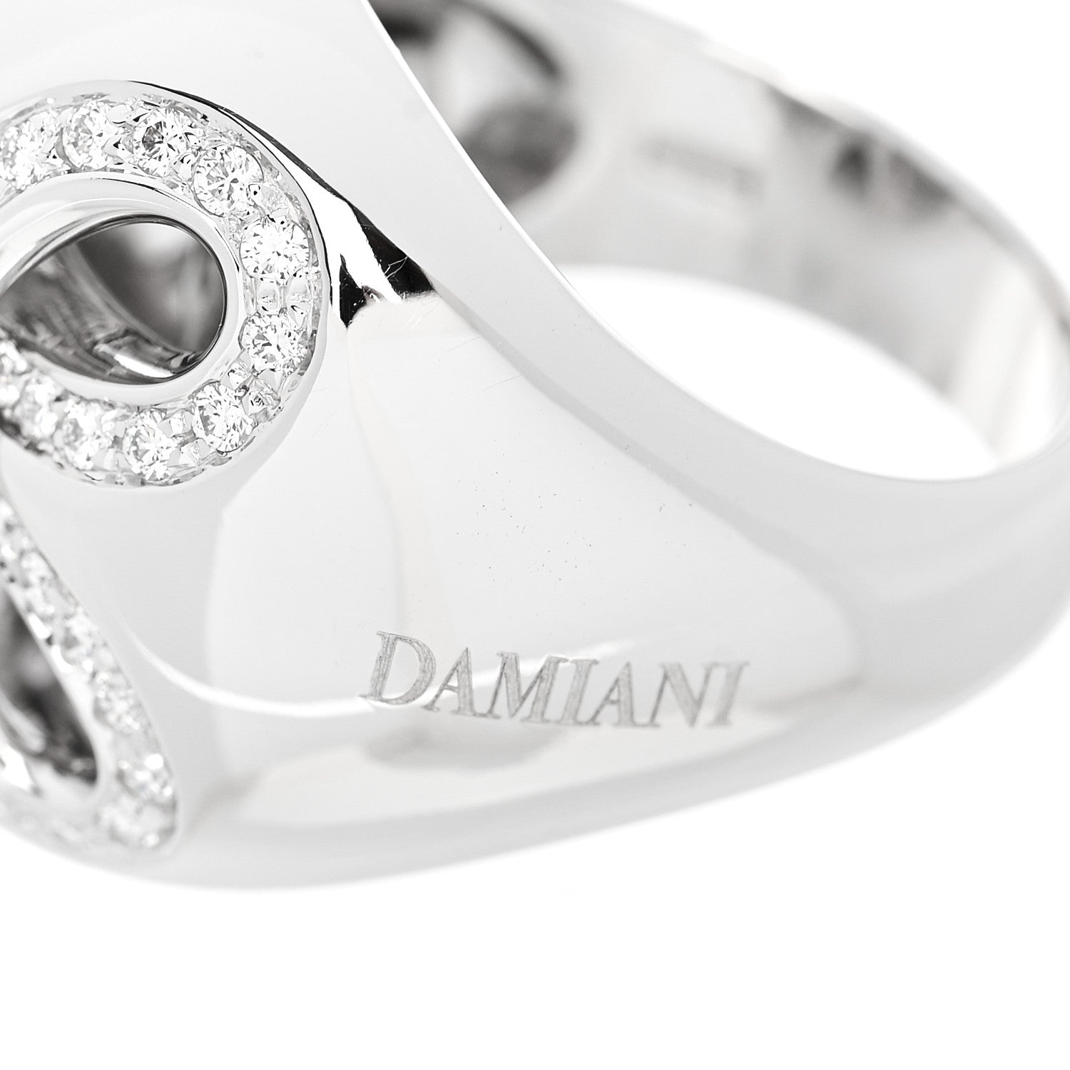 Damiani 18K White Gold Diamond Infinity Dome Ring 55 7.25 5 of 7