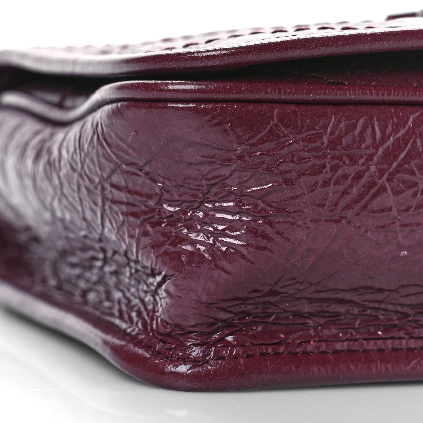 Crinkled Calfskin Matelasse Monogram Niki Chain Wallet Dark Legion Red