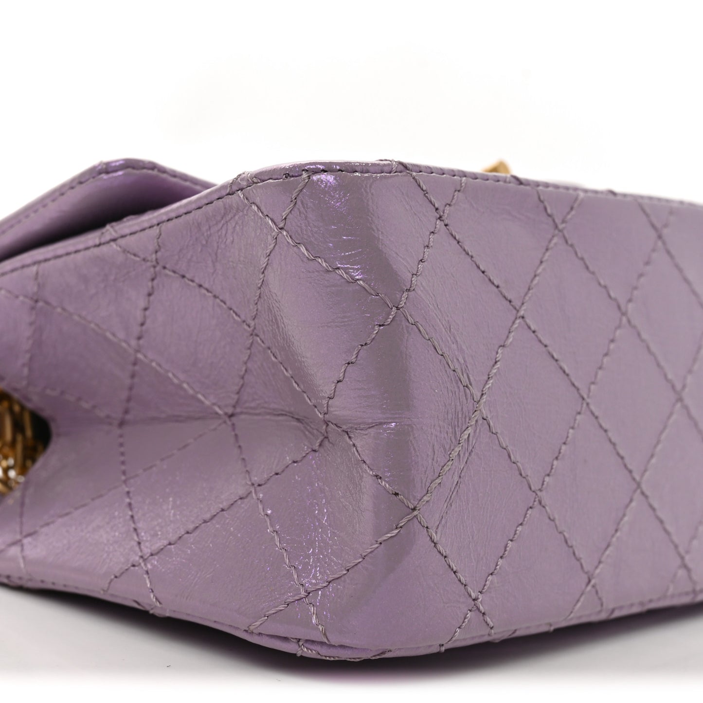 Glittered Aged Calfskin Quilted Mini 2.55 Reissue Flap Lilac