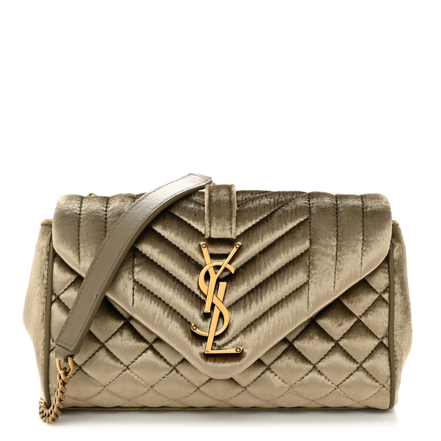 Velvet Mixed Matelasse Triquilt Small Monogram Satchel Dark Vintage Olive