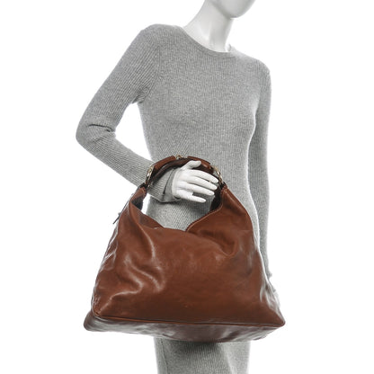 Gucci Calfskin Large Horsebit Chain Hobo Brown 2 of 11