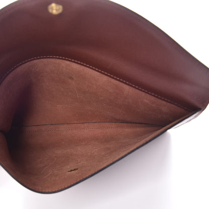 Delvaux Grained Calfskin Envelope Clutch Brown 5 of 7