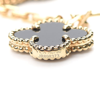Van Cleef & Arpels 18K Yellow Gold Grey Mother of Pearl Black Onyx 5 Motifs Magic Alhambra Bracelet 5 of 6