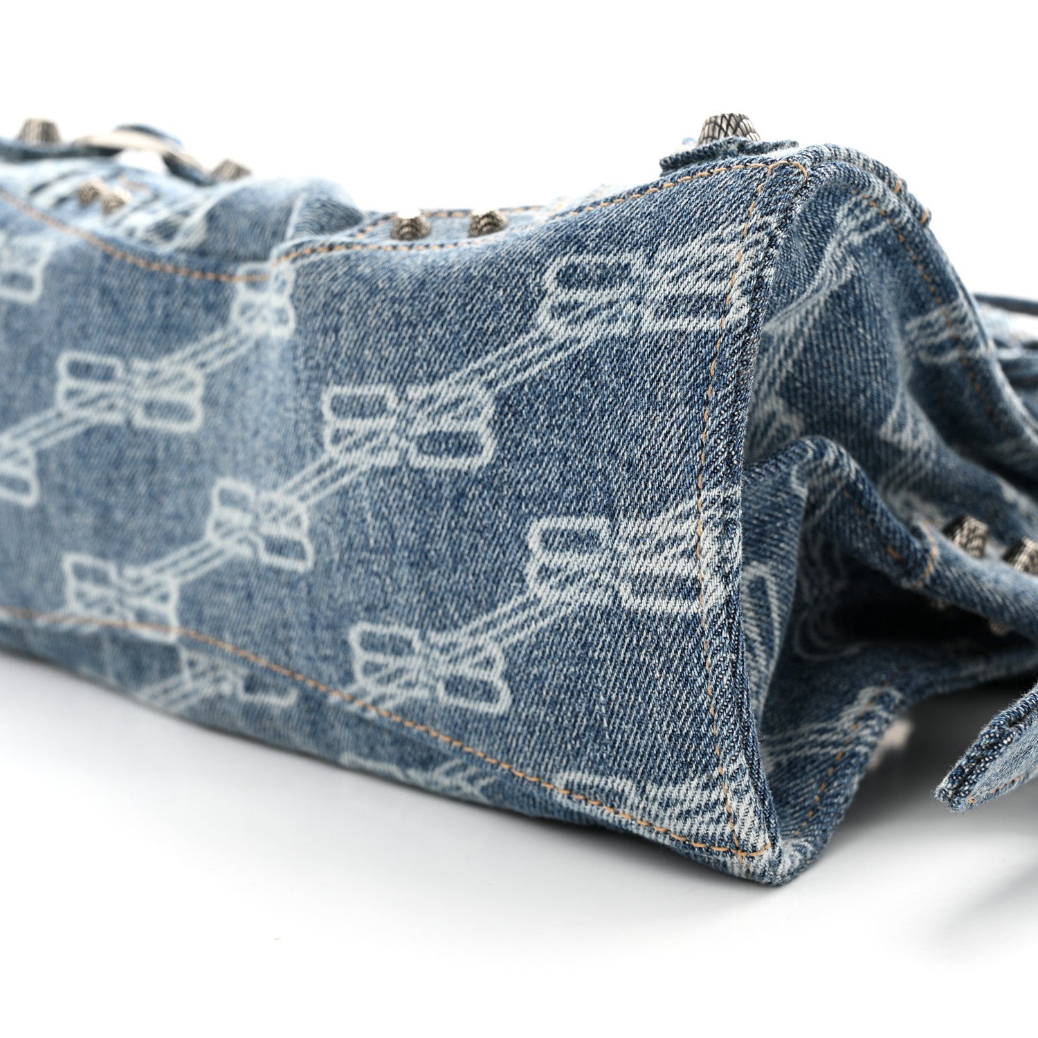Balenciaga Denim BB Monogram Neo Cagole Handbag XS Blue 9 of 11