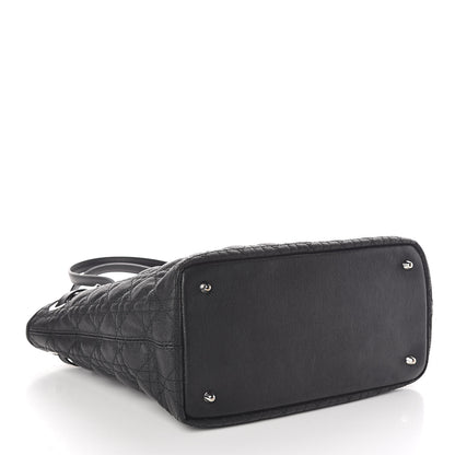 Christian Dior Coated Canvas Cannage Medium Panarea Tote Black 4 of 9