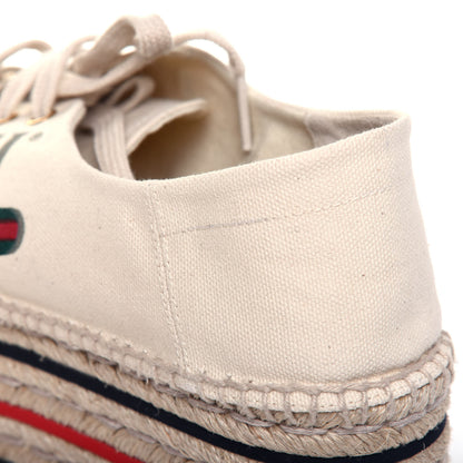 Gucci Canvas Logo Lace-Up Platform Espadrilles 40.5 Greggio Grege 16 of 16