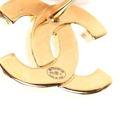 Chanel Metal CC Paris Button Stud Earrings Gold 4 of 4