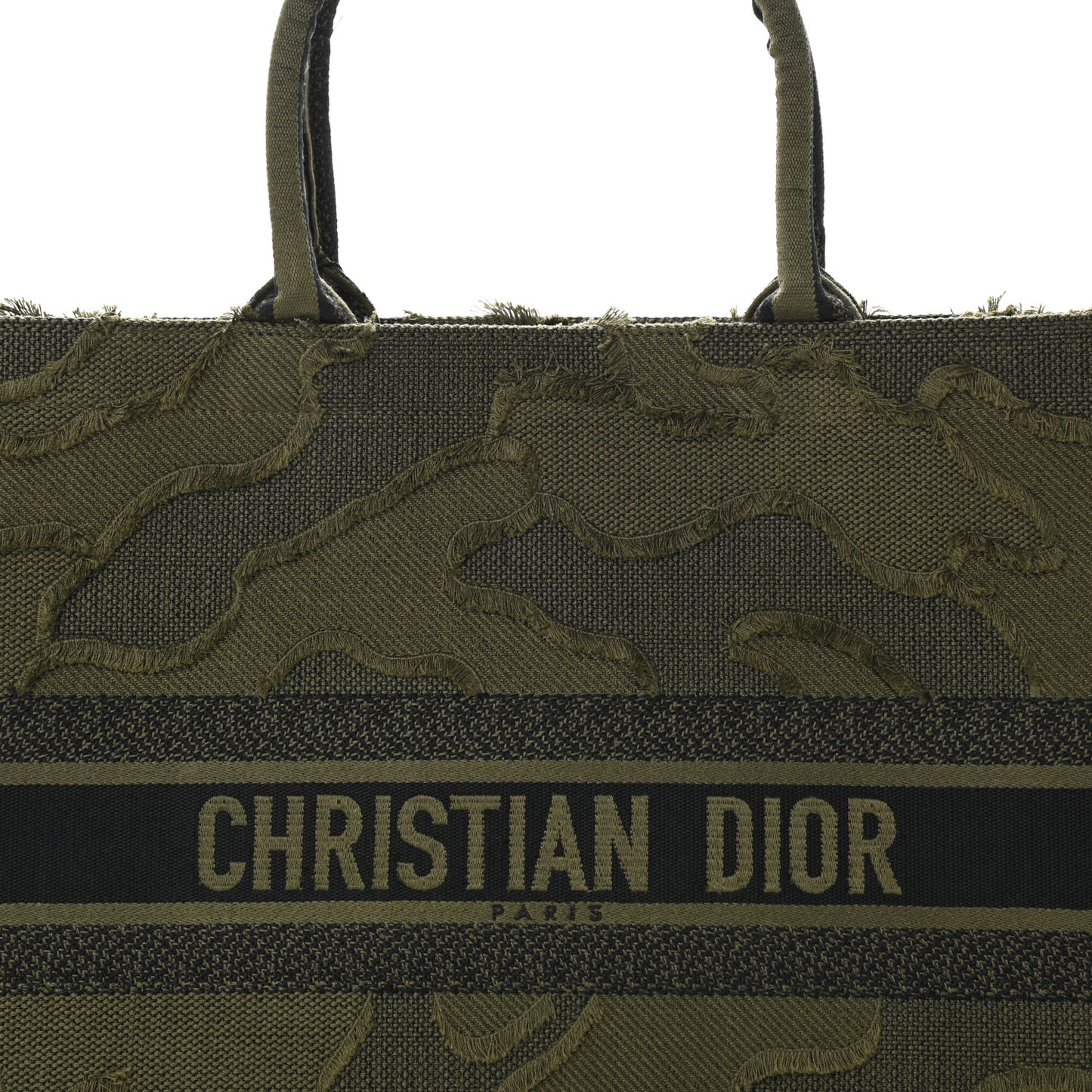 Canvas Embroidered Camouflage Book Tote Green