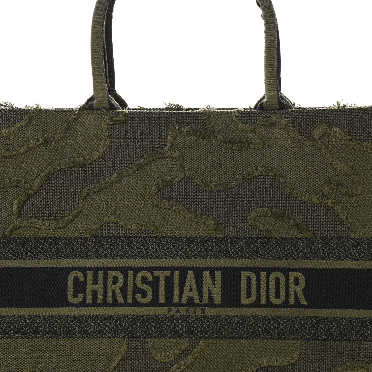 Christian Dior Canvas Embroidered Camouflage Book Tote Green 8 of 12