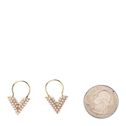 Louis Vuitton Brass Essential V Hoop Earrings Gold 2 of 4