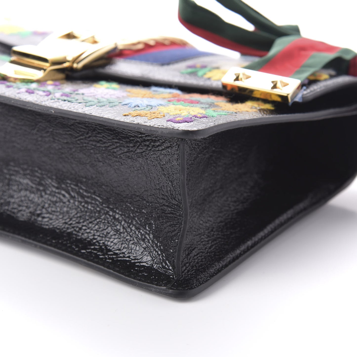 Calfskin Embroidered Small Sylvie Shoulder Bag Black