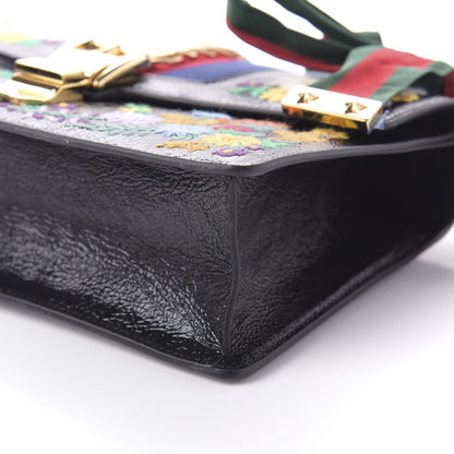 Gucci Calfskin Embroidered Small Sylvie Shoulder Bag Black 7 of 10