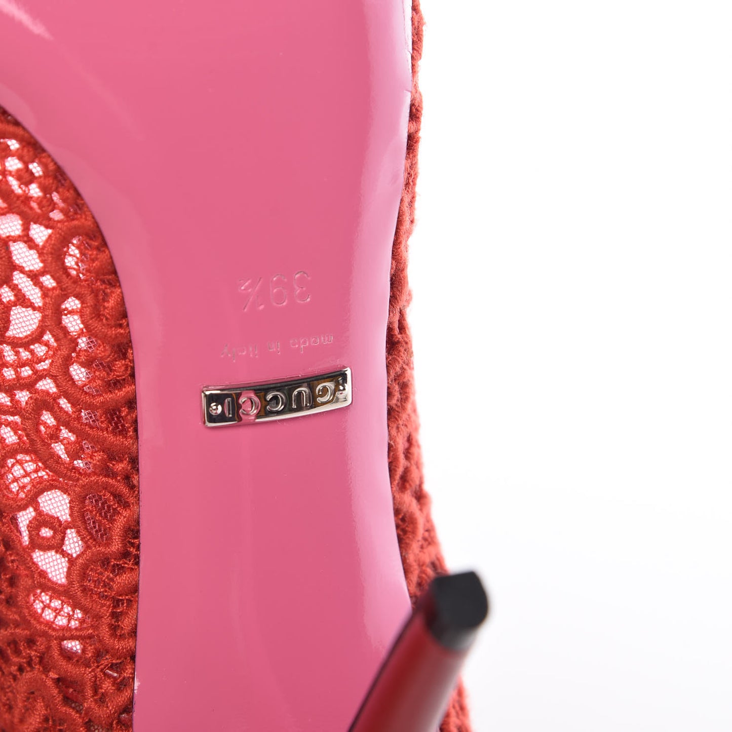 Lace Pizzo Venice Pumps 39.5 Hibiscus Red