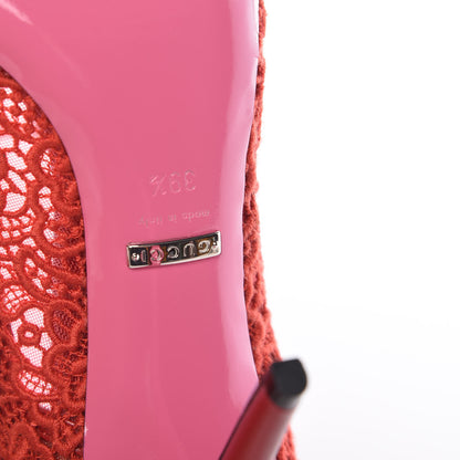 Gucci Lace Pizzo Venice Pumps 39.5 Hibiscus Red 6 of 10