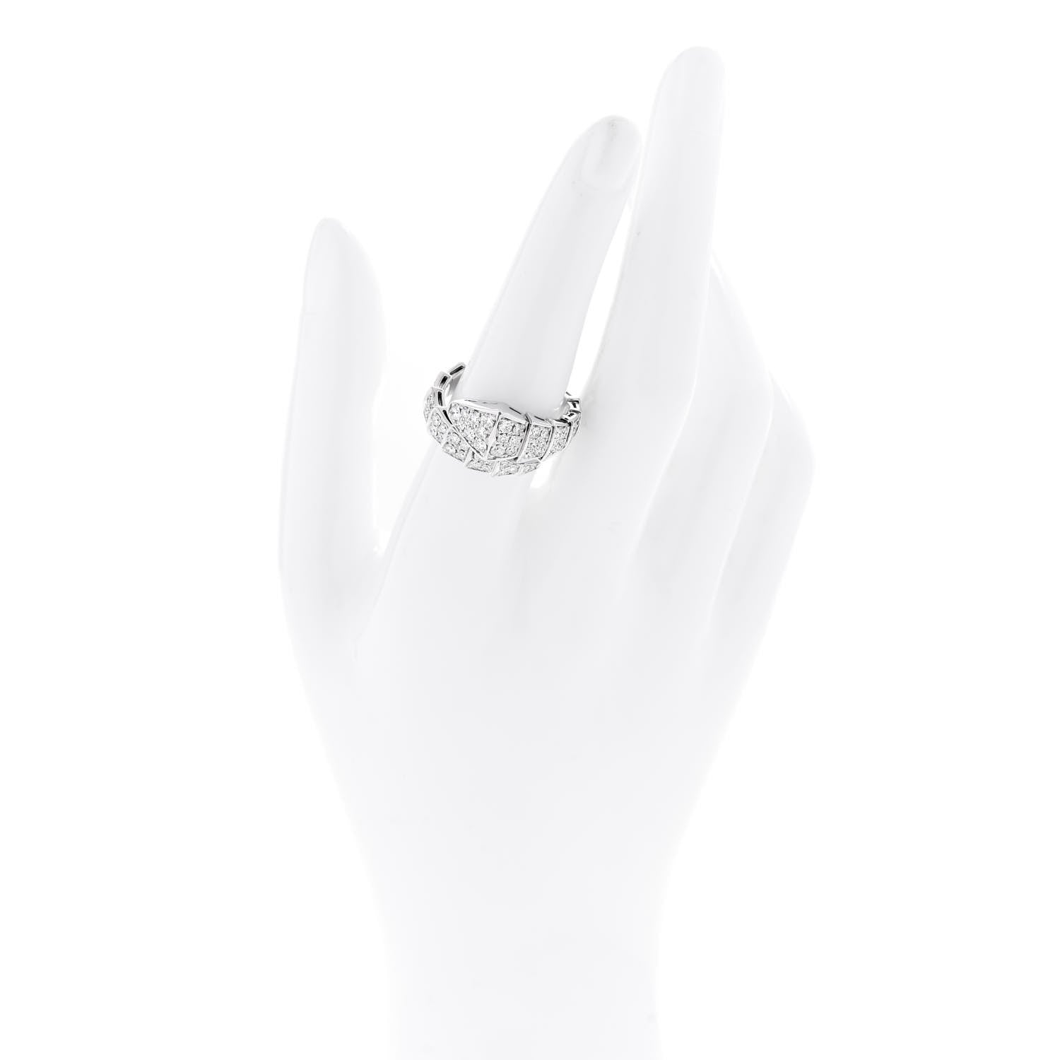 Bulgari 18K White Gold Diamond One-Coil Serpenti Viper Ring L 2 of 5