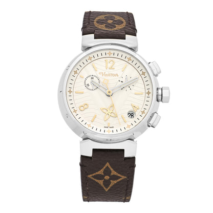 Louis Vuitton Stainless Steel Monogram 39mm Tambour New Wave Quartz Watch 1 of 5