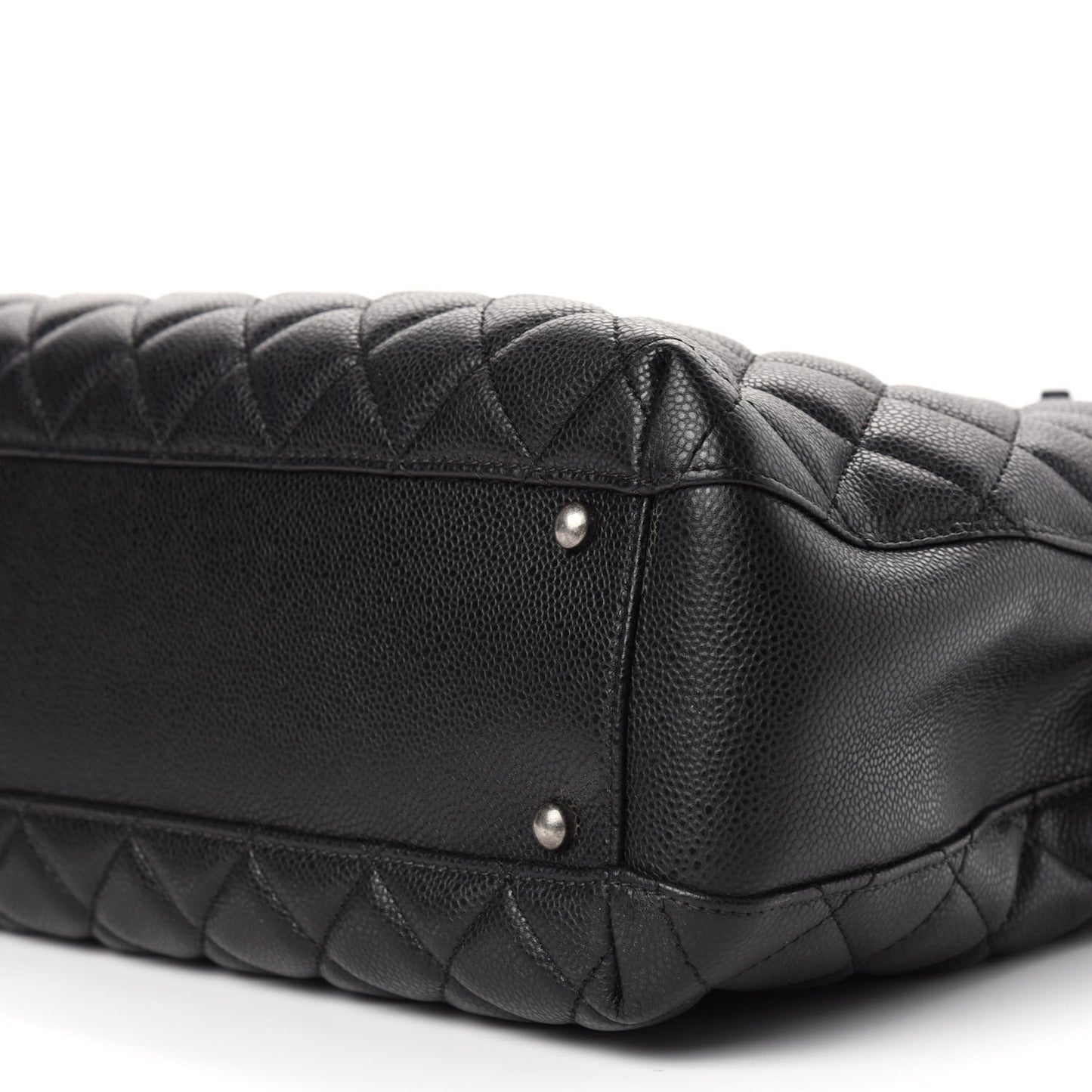 Caviar Quilted City Shopping Tote Black