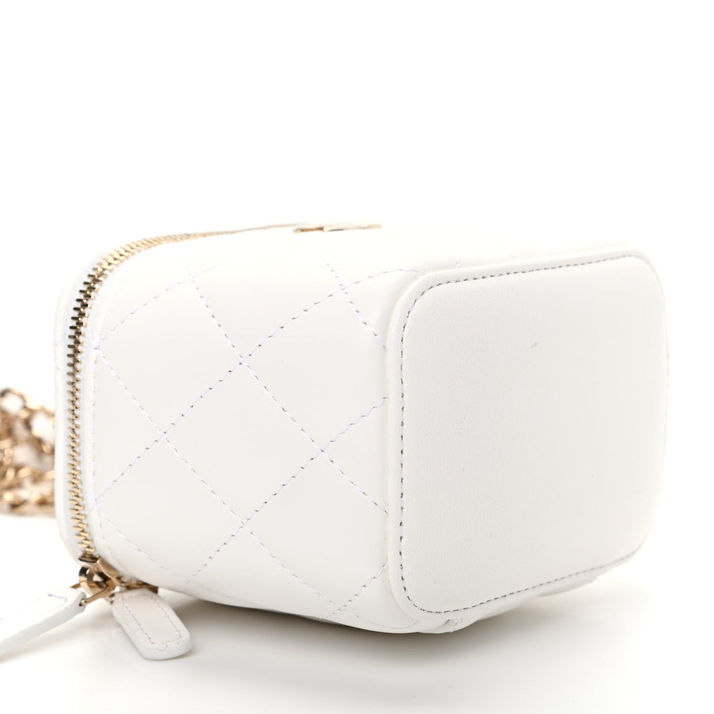 Lambskin Quilted My Chanel Lady Vanity Case With Chain White