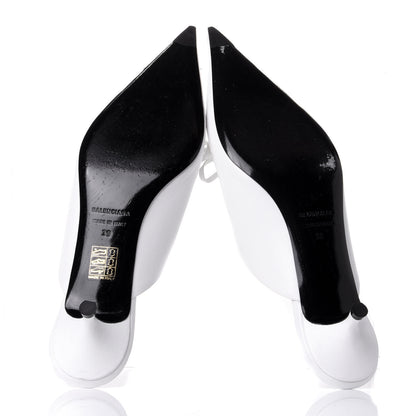 Balenciaga Chevreau Pointed Toe Knife 40mm Mules 39 White 7 of 11