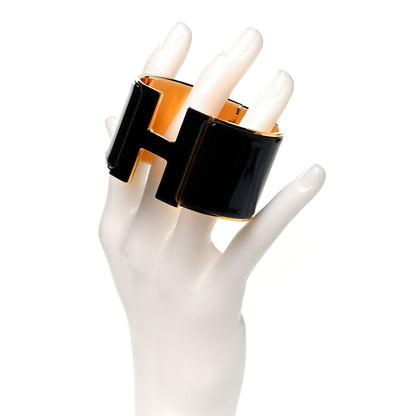 Hermes Enamel Extra Wide Clic H Bracelet PM Black 2 of 9