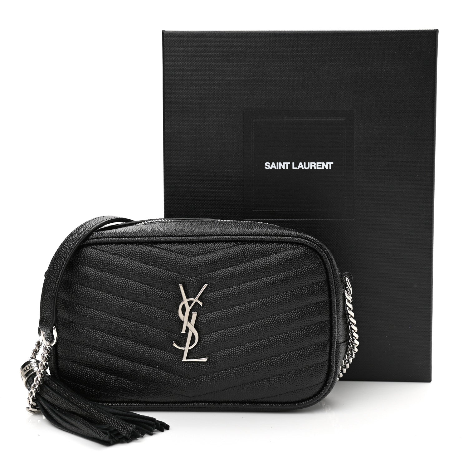 Saint Laurent Grain De Poudre Matelasse Monogram Mini Lou Camera Bag Black 11 of 11