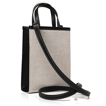 MCM Cotton Canvas Vertical Mini Tote Off White 2 of 12