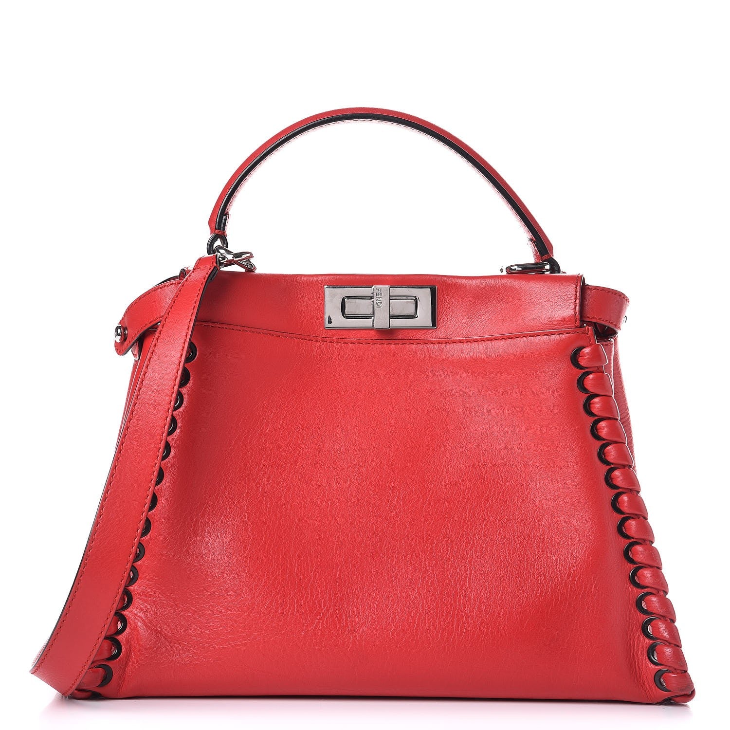 Fendi Calfskin Lace Up Medium Peekaboo Iconic Satchel Caipiroska 1 of 12