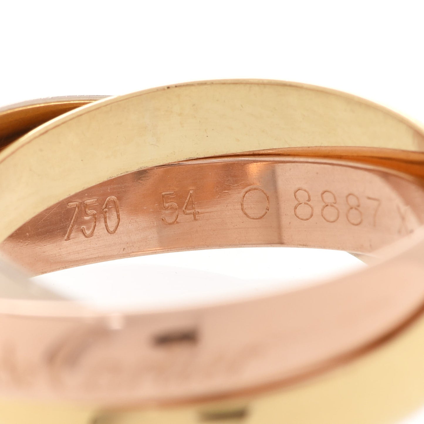 18K Pink Yellow White Gold Classic Les Must De Cartier Trinity Ring 54 6.75