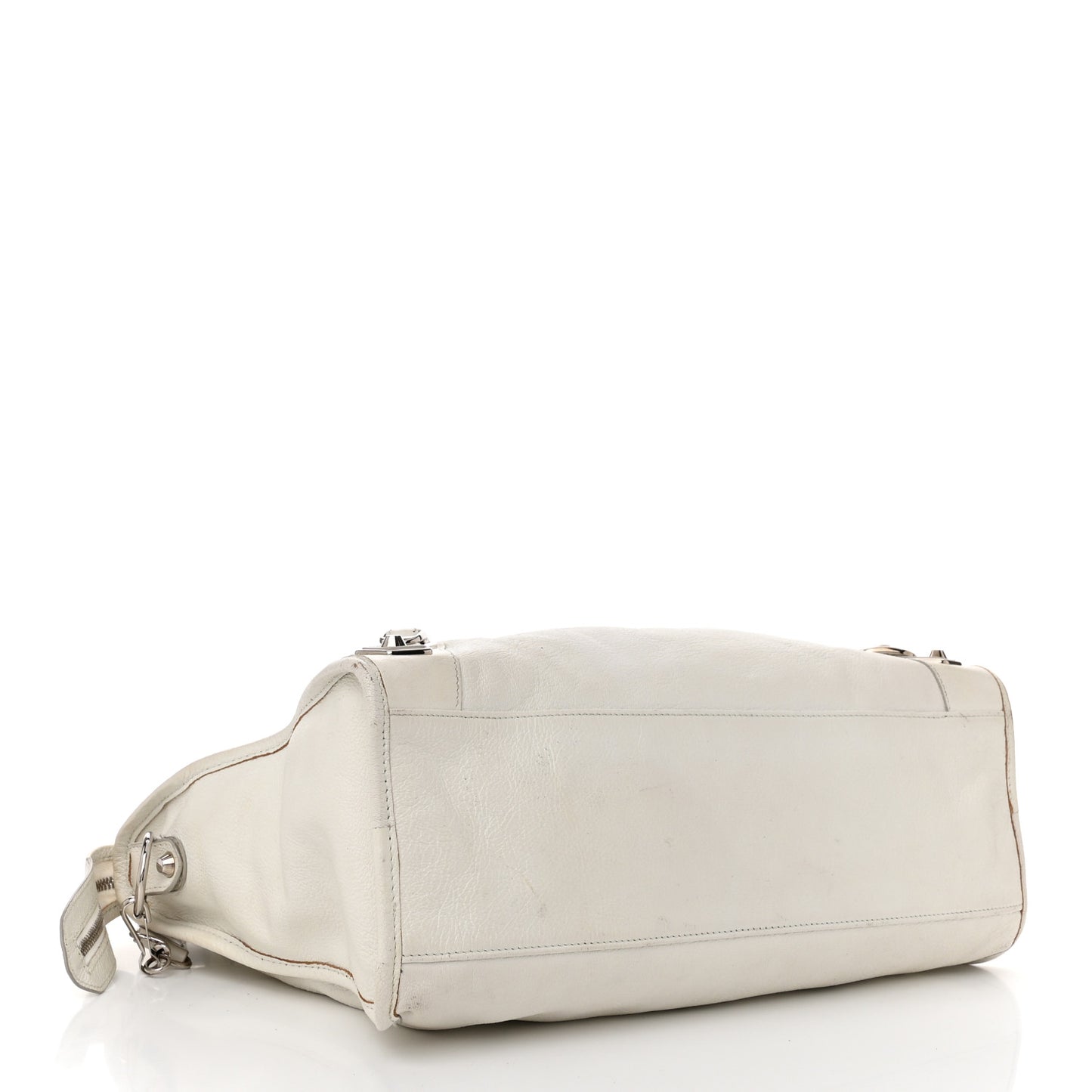 Chevre Silver Metallic Edge Hardware City White