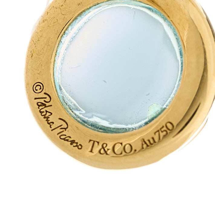 18K Yellow Gold Blue Topaz Paloma Picasso Olive Leaf Earrings