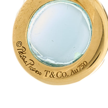 Tiffany 18K Yellow Gold Blue Topaz Paloma Picasso Olive Leaf Earrings 4 of 5