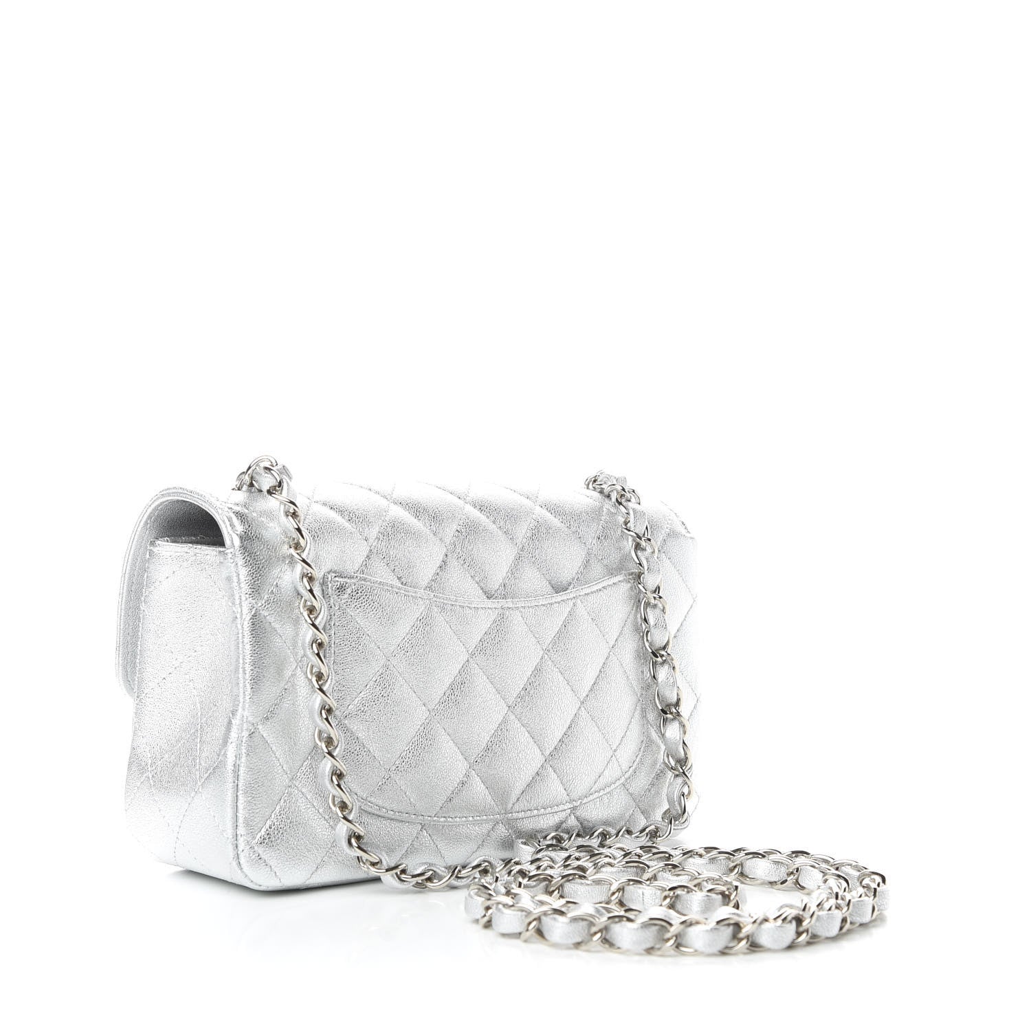 Chanel Metallic Lambskin Quilted Mini Rectangular Flap Silver 3 of 10
