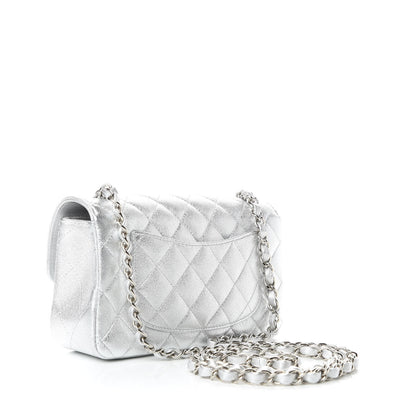 Chanel Metallic Lambskin Quilted Mini Rectangular Flap Silver 3 of 10