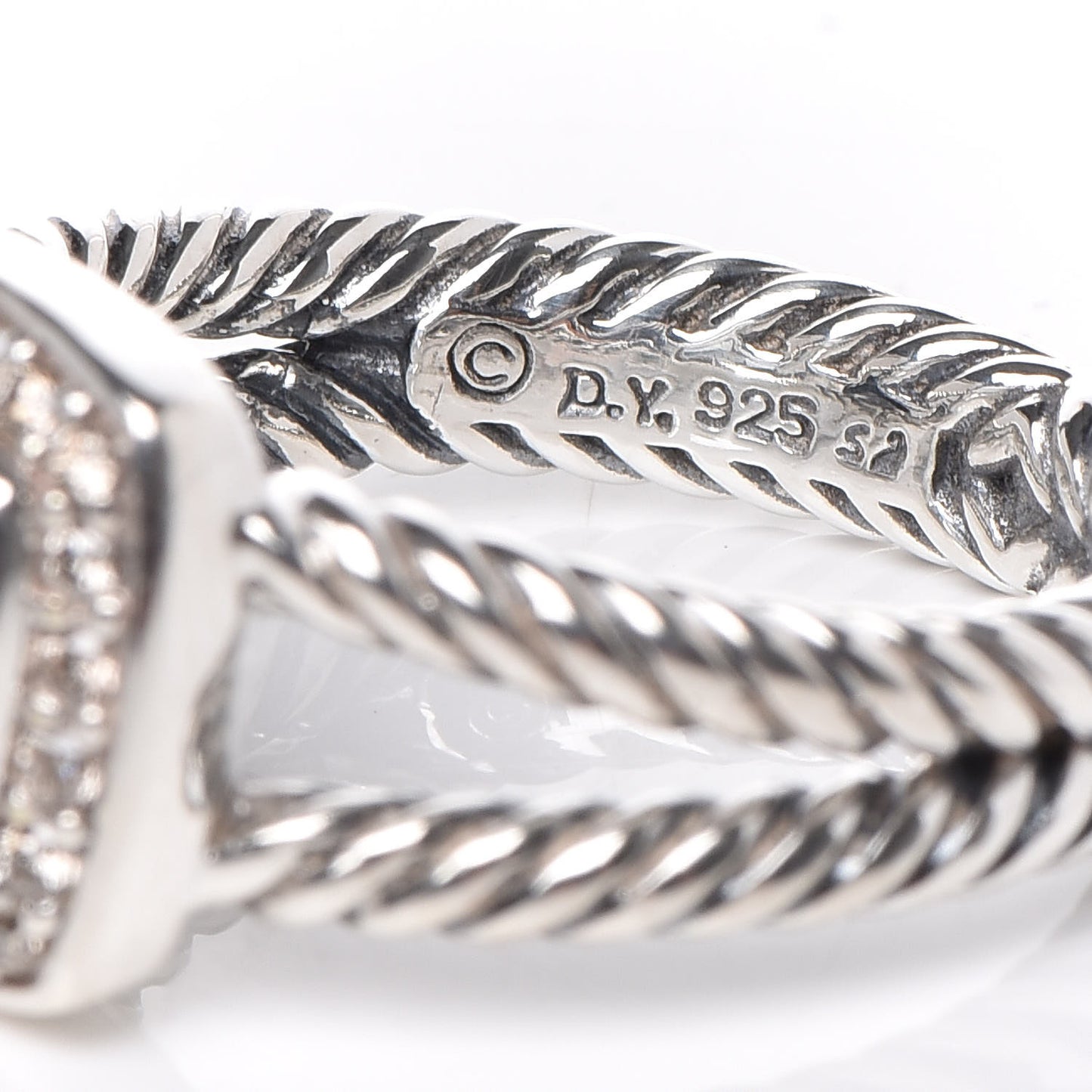 Sterling Silver Diamond Prasiolite 7mm Petite Albion Ring 54 7