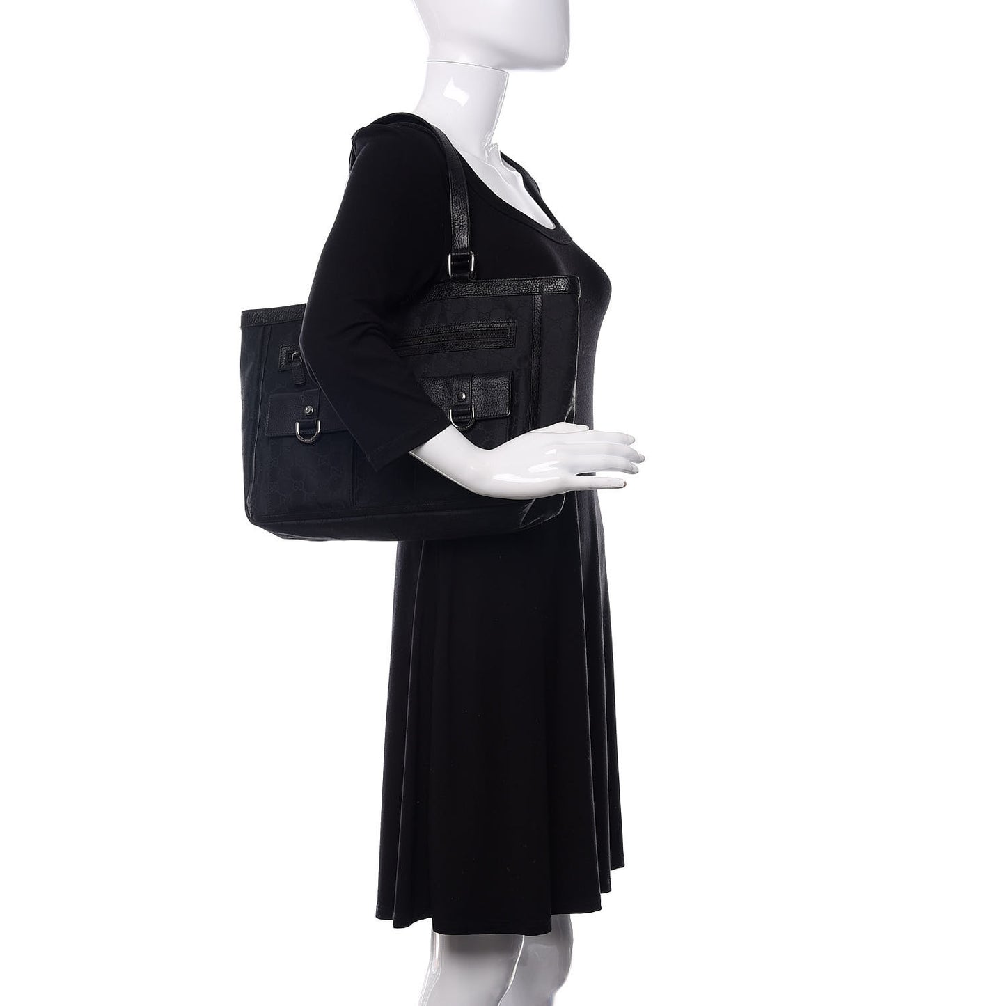 Nylon Monogram Abbey D Ring Tote Black