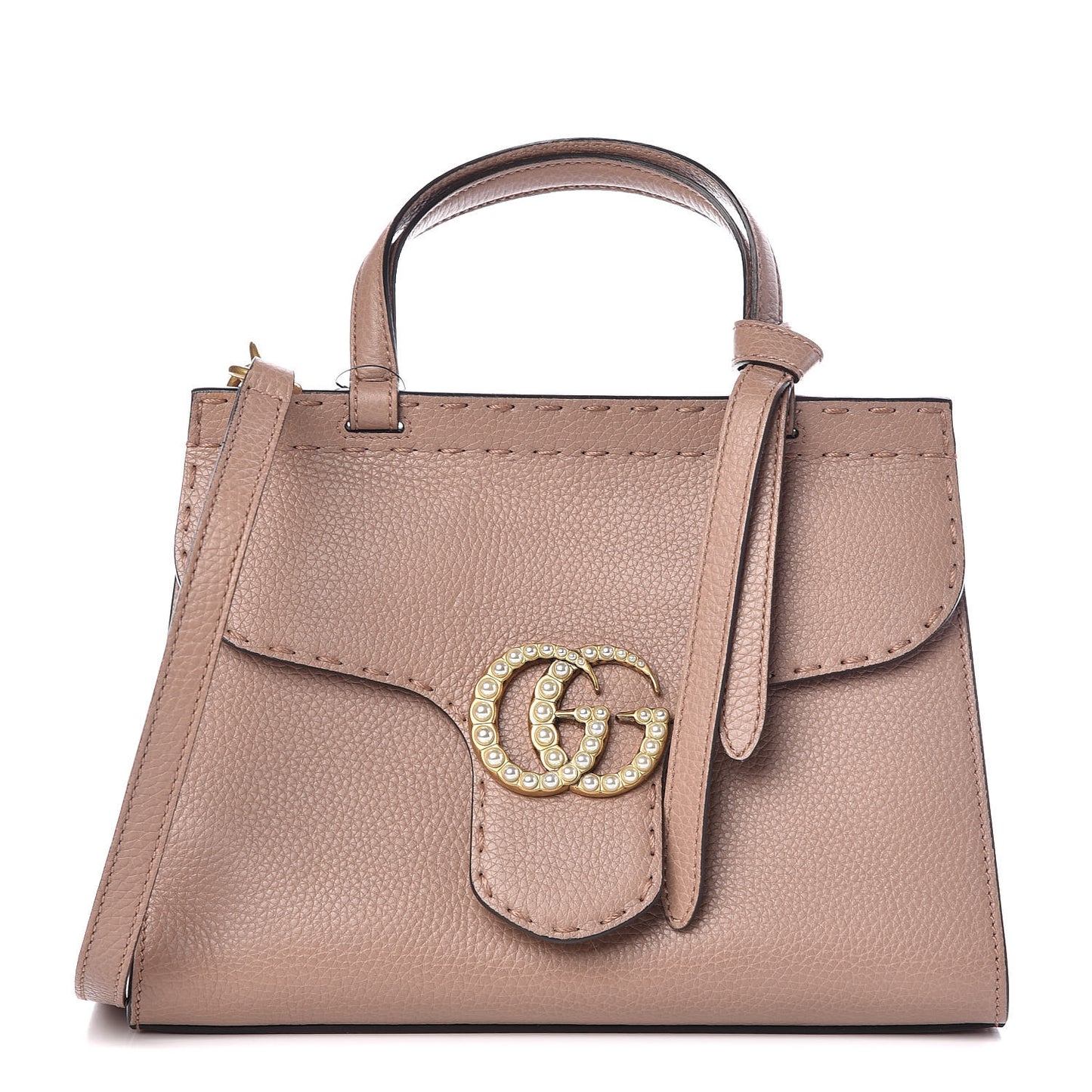 Calfskin Mini Pearly GG Marmont Top Handle Bag Porcelain Rose
