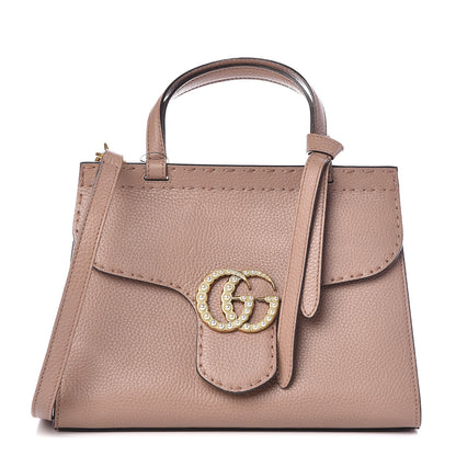 Gucci Calfskin Mini Pearly GG Marmont Top Handle Bag Porcelain Rose 1 of 10