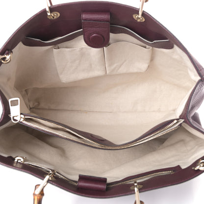 Gucci Calfskin Large Bamboo Shopper Tote Burgundy 4 of 4