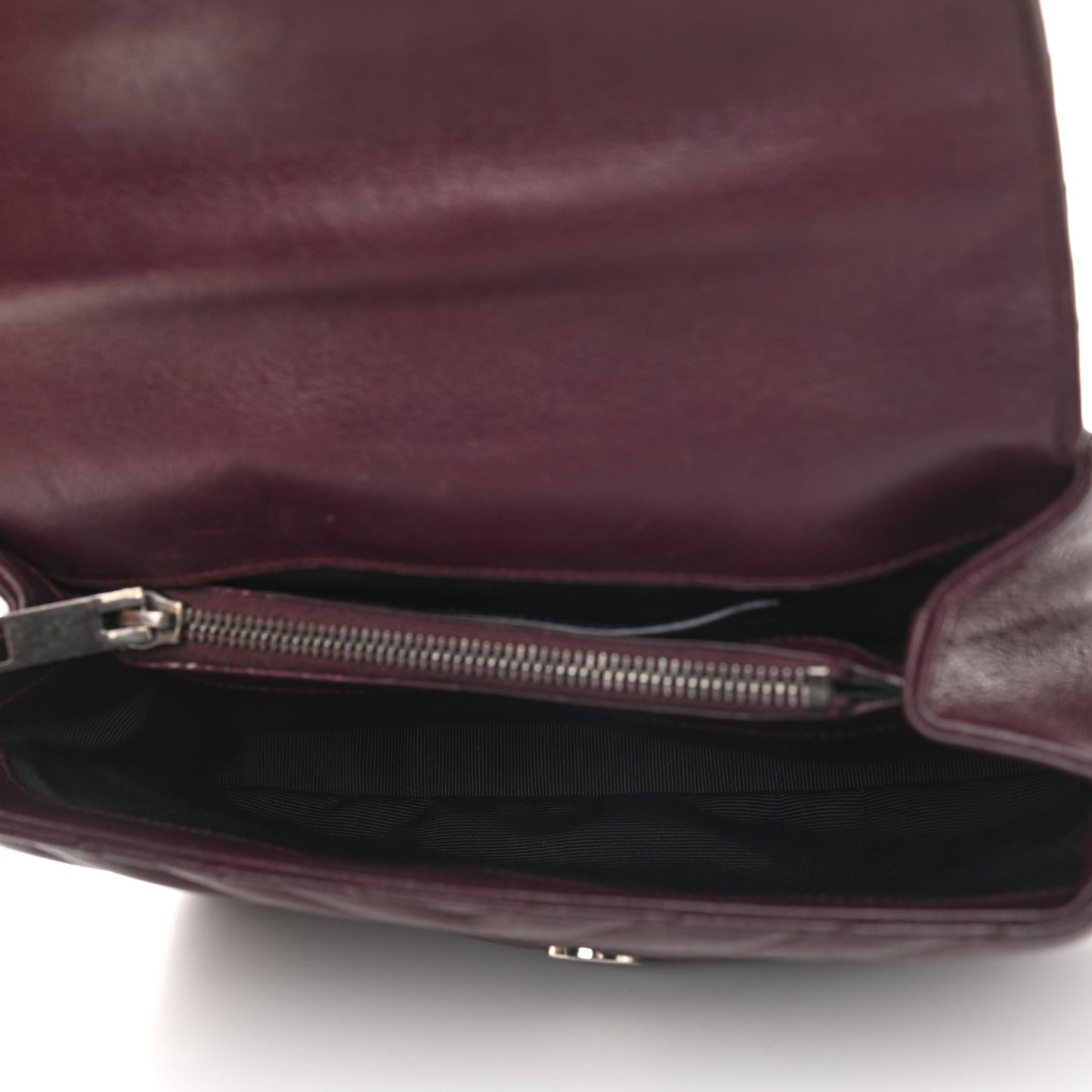 Sheepskin Matelasse Chevron Monogram Medium College Bag Amaranto