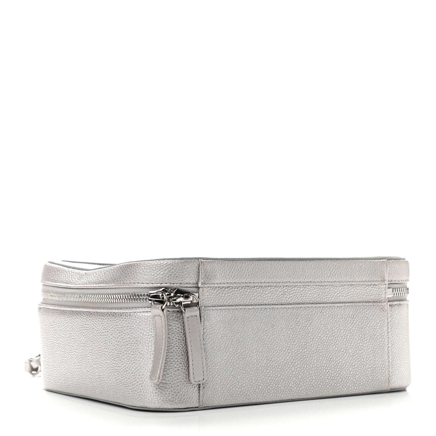 Chanel Metallic Caviar Quilted Large CC Filigree Vanity Case Silver 8 of 23