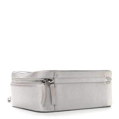 Chanel Metallic Caviar Quilted Large CC Filigree Vanity Case Silver 8 of 23