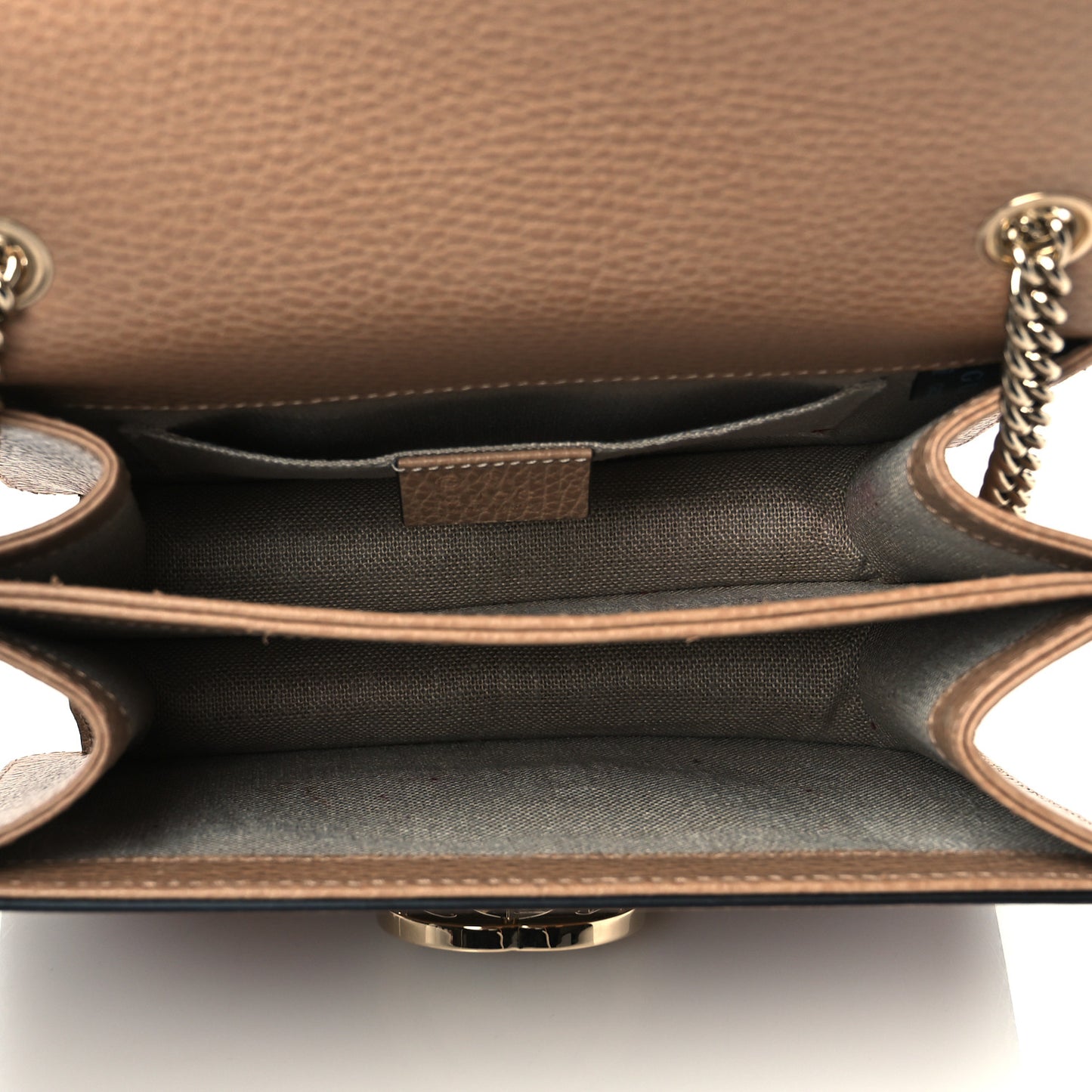 Dollar Calfskin Interlocking G Shoulder Bag Camelia